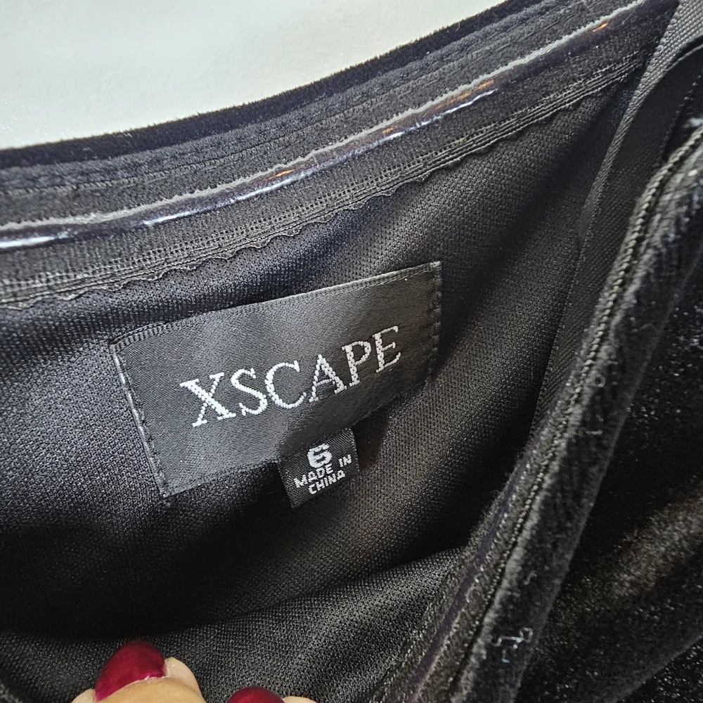 Xscape Womens Black‎ Velvet Floral Puff Sleeve Evening Gown SIZE 6